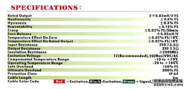 美國sensolink稱重傳感器 SLCS1產品參數(shù)